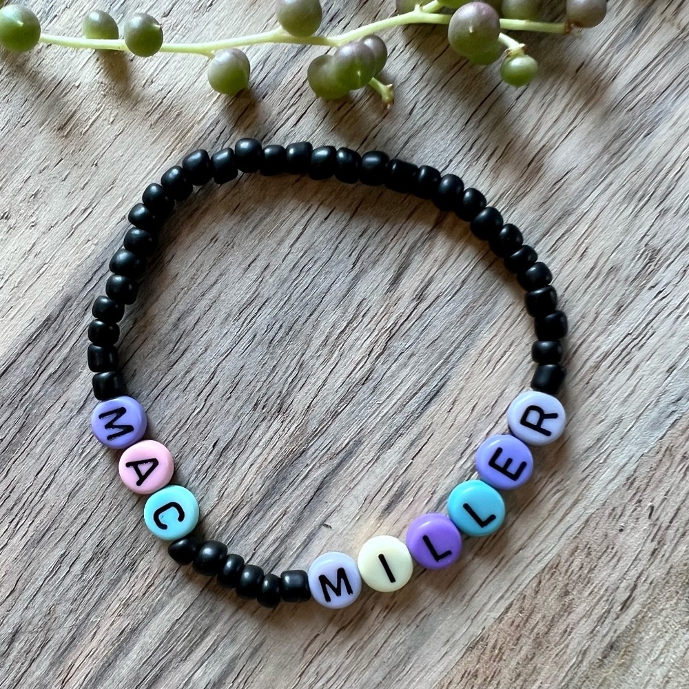 Mac Miller Beaded Bracelet | Black Seed Beads | Elastic Stretch Fit | Unisex